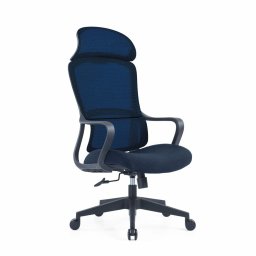 Директорски стол RFG Best HB, до 120кг, дамаска/меш, Tilt механизъм, коригиране на височината, газов амортисьор, лумбална опора, черно-син