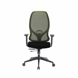 Директорски стол RFG STAR HB, до 150кг, дамаска/меш, люлеещ механизъм, коригиране на височината и дълбочината, газов амортисьор, заключване на облегалката, лумбална опора, черно-зелен