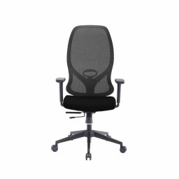 Директорски стол RFG STAR HB, до 150кг, дамаска/меш, люлеещ механизъм, коригиране на височината и дълбочината, газов амортисьор, заключване на облегалката, лумбална опора, черно-сив