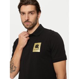 KARL LAGERFELD Тениска с яка и копчета 745460 551235 Черен Regular Fit