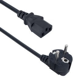 Захранващ кабел DeTech, от Schuko(м) към IEC C13(ж), 1.5m, черен, 150бр.