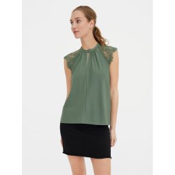 Vero Moda Блуза Milla 10226072 Зелен Regular Fit