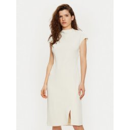 Calvin Klein Ежедневна рокля Heavy Crepe Ss Bodycon Dress K20K208091 Бял Slim Fit