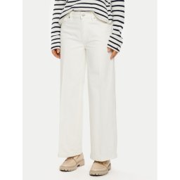 Tommy Hilfiger Панталони тип кюлоти WW0WW44330 Бял Regular Fit