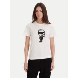 KARL LAGERFELD Тишърт A1W17126 Екрю Regular Fit