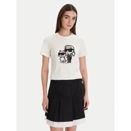 KARL LAGERFELD Тишърт A1W17129 Екрю Regular Fit