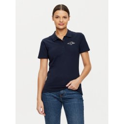 Tommy Hilfiger Тениска с яка и копчета WW0WW43930 Тъмносин Slim Fit