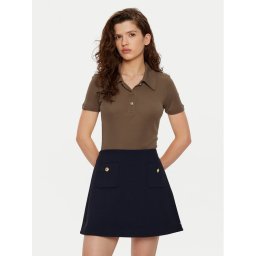 Tommy Hilfiger Тениска с яка и копчета WW0WW44446 Кафяв Slim Fit