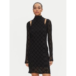 HUGO Коктейлна рокля 50527448 Черен Slim Fit