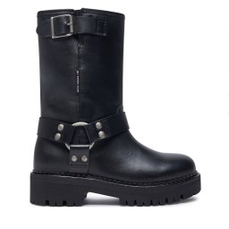 Боти Tommy Jeans Tjw Urban Biker Boot Leather EN0EN02728 Черен