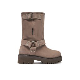 Tommy Jeans Боти Tjw Urban Biker Boot Suede EN0EN02729 Сив
