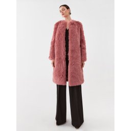 TWINSET Кожено палто 232TP2300 Розов Regular Fit