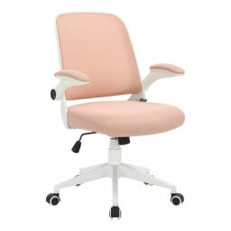 Работен стол RFG Pretty White W, до 120кг, дамаска/меш, полипропиленова база, Tilt механизъм, коригиране на височината, заключване в позиция, розов