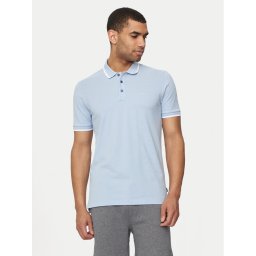Boss Тениска с яка и копчета Parlay 190 50494697 Светлосиньо Regular Fit
