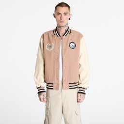 Bomber New Era Brooklyn Nets NBA Lifestyle Beige Varsity Jacket UNISEX Beige L