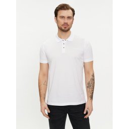 KARL LAGERFELD Тениска с яка и копчета 745000 542200 Бял Regular Fit