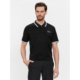 KARL LAGERFELD Тениска с яка и копчета 745080 541200 Черен Regular Fit