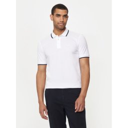 Boss Тениска с яка и копчета Parlay 190 50494697 Бял Regular Fit