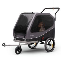 KLARFIT Goldie Buggy, ремарке за велосипед, 324 л, макс. 40 кг, сгъваем, устойчив на атмосферни влияния (BCT1-Jogger Black)