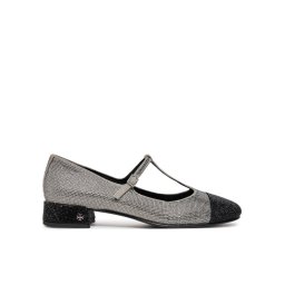 Tory Burch Балеринки Cap-Toe T-Strap Pave Heeled 159830 Сребрист