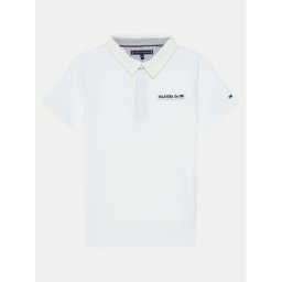 Tommy Hilfiger Тениска с яка и копчета KB0KB09332 Бял Regular Fit