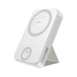 Външна батерия ProMate, PowerMag-Trio.White 10000mAh 15W Magsafe Charger Powerbank w/ 2.5W Apple Watch Charger, 20W PD USB-C Input/Output, Kickstand - Бяла