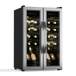 Klarstein Vinamour охладител за вино, 2 охлаждащи зони, 7 полици, сензорно управление, UV-защита (HEA-Vinr2doors-24)