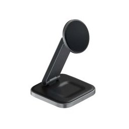 Wireless Charging Stand Foldable 2-in-1 Qi2 Space Gray
