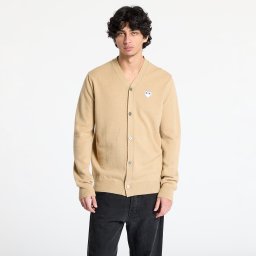 Пуловер Comme des Garçons PLAY White Emblem V-Neck Cardigan Knit UNISEX Light Camel XXL