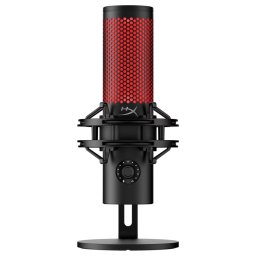 Микрофон HyperX QuadCast 2 (872V1AA), AUX, USB-C, червена подсветка, с поставка, черен