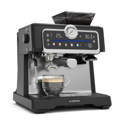 Klarstein GrandPresso Touch кафемашина, 20 bar, вградена мелачка, индикатор за налягане, млечна пяна (TK42-GrandPressoTSSB)