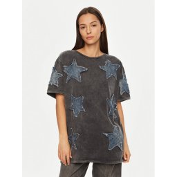 One Teaspoon Тишърт Denim Star 26858 Сив Relaxed Fit