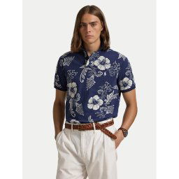 Polo Ralph Lauren Тениска с яка и копчета 710956684001 Тъмносин Custom Slim Fit