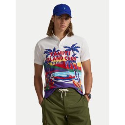 Polo Ralph Lauren Тениска с яка и копчета 710958934001 Бял Custom Slim Fit