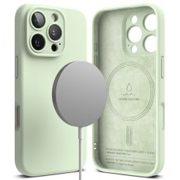 Силиконов калъф кейс Ringke Silicone Magnetic MagSafe, За iPhone 16 Pro, Soft Mint
