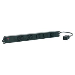 Разклонител AEG PDU 16-1 (6000006830), за 19" шкаф, PDU, 4x IEC320 C13/3x IEC320 C19, черен
