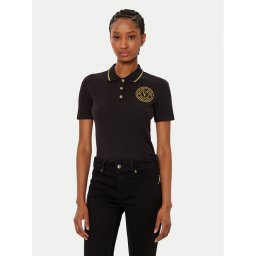 Versace Jeans Couture Тениска с яка и копчета 78HAGT00 Черен Regular Fit