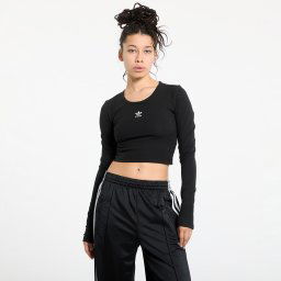 Тениска adidas Essentials Rib Cro-Packed Longsleeve Tee Black M