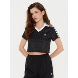 adidas Тишърт adicolor Football Jacquard JD2606 Черен Slim Fit