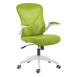 Работен стол RFG Jolly White W, до 120кг, дамаска/меш, полипропиленова база, Tilt механизъм, коригиране на височината, лумбална опора, зелен