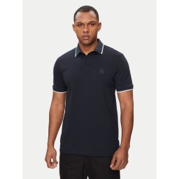 Boss Тениска с яка и копчета Passertip 50507699 Тъмносин Slim Fit