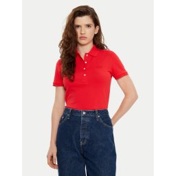 Lacoste Тениска с яка и копчета PF5462 Червен Slim Fit