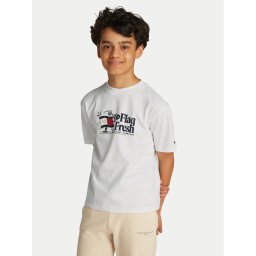 Tommy Hilfiger Тишърт Flag Fun KB0KB09354 S Бял Regular Fit