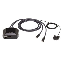 KVM суич ATEN US3312, от 2x USB A(ж), 1x DisplayPort(ж) към 2x USB C(м), 4096x2160@60Hz, черен