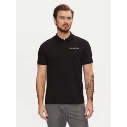 KARL LAGERFELD Тениска с яка и копчета 745094 551225 Черен Regular Fit