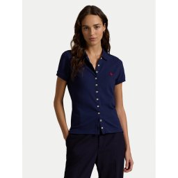 Polo Ralph Lauren Тениска с яка и копчета 211939272001 Тъмносин Slim Fit