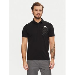 KARL LAGERFELD Тениска с яка и копчета 745091 551251 Черен Regular Fit