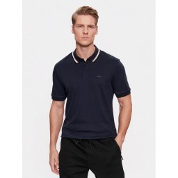 Boss Тениска с яка и копчета Penrose 38 50469360 Тъмносин Regular Fit