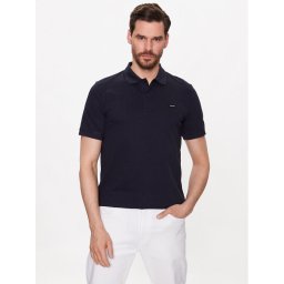 Calvin Klein Тениска с яка и копчета K10K111196 Тъмносин Slim Fit