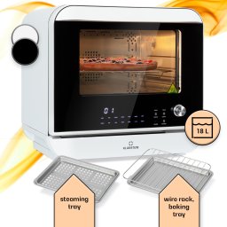 Klarstein Vita Pro, фритюрник с горещ въздух и готвене на пара, 2450 W, 18 литра, 14 програми, резервоар за вода 800 мл (OV12-VitaProWhite)